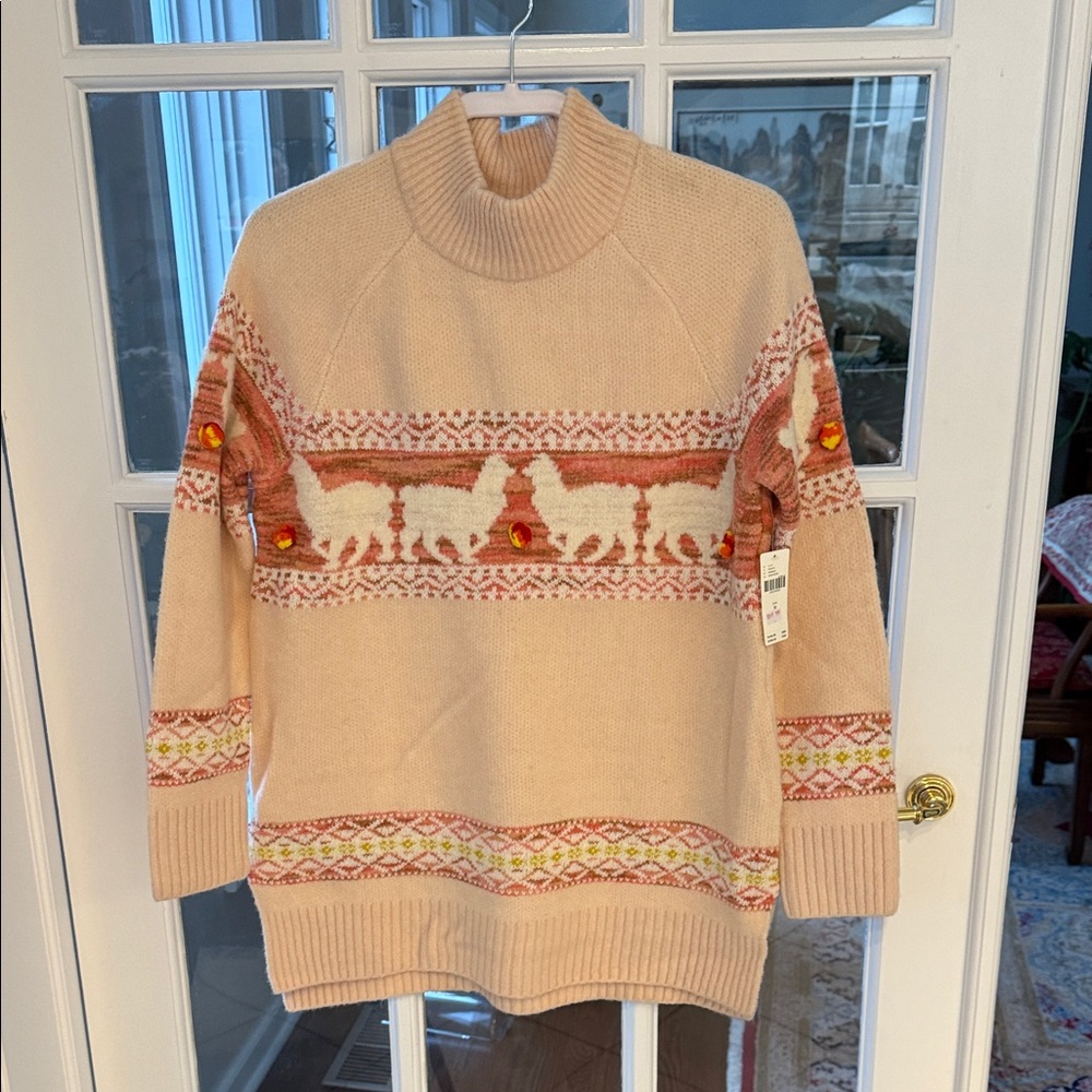 Anthropologie Beige Alpaca Pattern Sweater